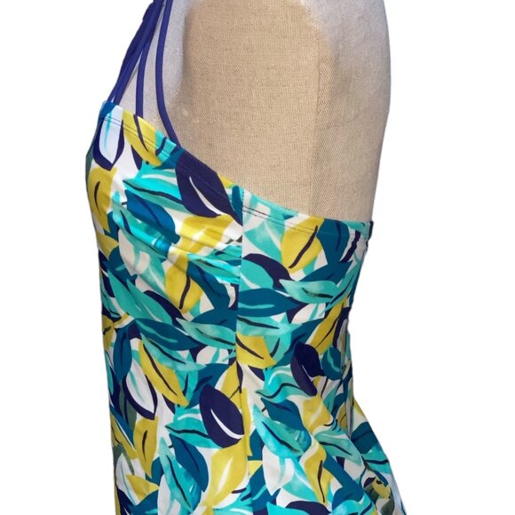 New Directions Size S Womens Tankini Swimwear Top With Multicolor Leaf Print & S - Picture 4 of 11